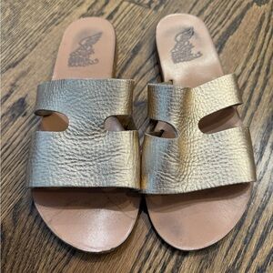 Ancient Greek Sandals Gold Slide Sandals